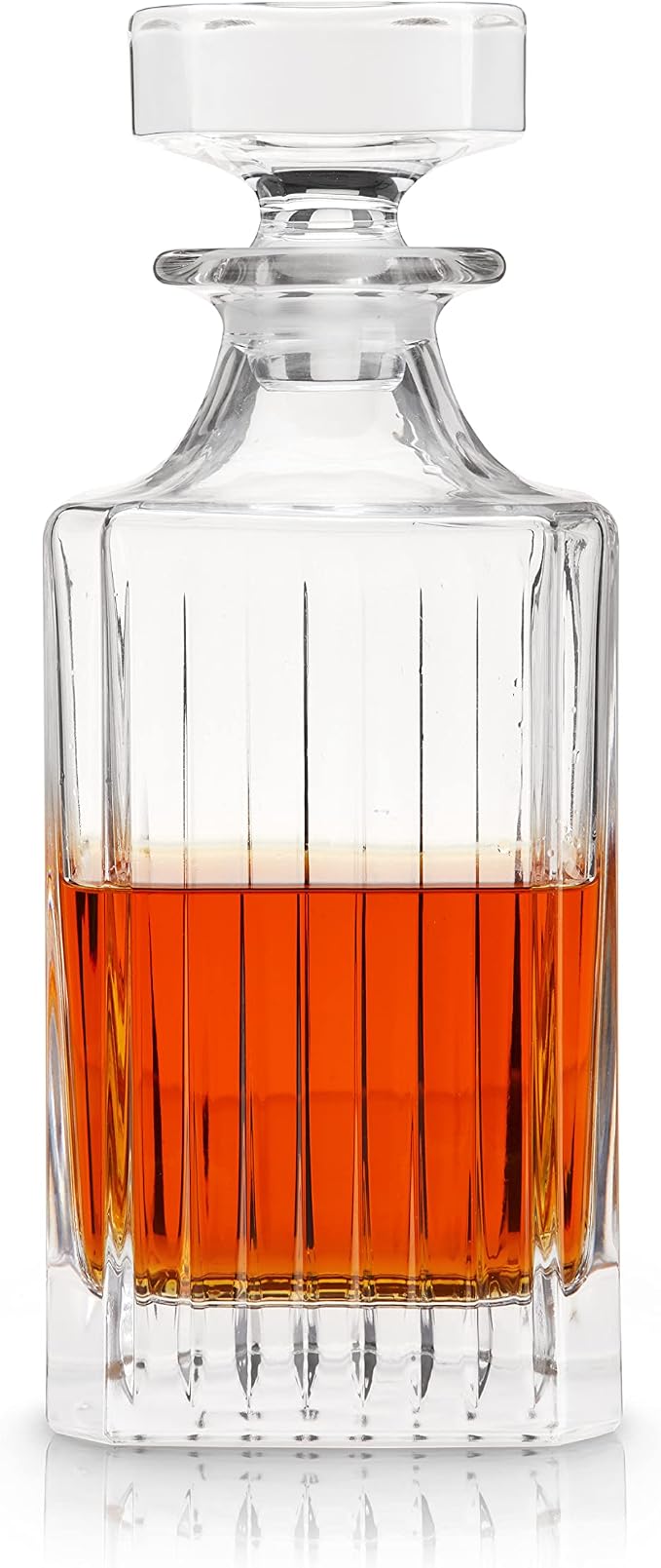 Viski Reserve Milo Whiskey Decanter with Stopper, Stylish Crystal Liquor Decanter for Bourbon, Scotch, Spirits, Wedding Gifts, Man Cave Essentials, Elegant Home Bar Accessories, 28 oz (828 ml)