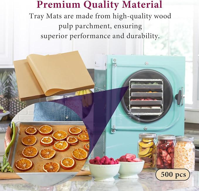 500 Packs Freeze Dryer Tray Mats For Harvest Right Freeze Dryer Accessories for Extra Large Trays, Parchment Sheets, Freeze Dryer Tray Mats for Harvest Right