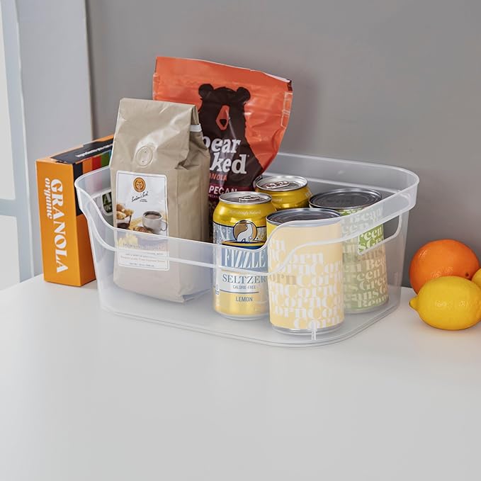 Clear Plastic Storage Bins, 8-Pack Medium Open Front Organizer for Pantry, Kitchen, Fridge & Cabinet, 13" x 9.5" x 5.25 (8)