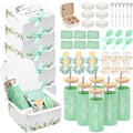 55 Pcs Bridesmaid Proposal Gifts of 6 Sets Maid of Honor Gifts Box Glass Cups Jewelry Box Scrunchies Hair Clips Pen and Invited Cards for Bachelorette Bridal Shower Wedding Party (Green, 6 Set)
