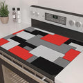 Decorative Stove Top Covers for Electric Stove 28"x20" – Heat Resistant Glass Cooktop Protector Dish Drying Mat – Non-Slip Rubber Backing Washer Top Cover Waterproof Extra Counter Space (Geometric)