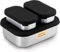 Modaniam 27 OZ Leak proof Stainless Steel Lunch Box containers, Stainless Steel Lunch Containers, Bento box, Metal Lunch Containers, Snacks container, Black, Small - 27 Oz+ 2 * 6.5Oz