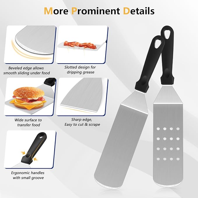 Joyfair 18Pcs Griddle Accessories Kit for Blackstone, (PP Handles) | Flattop Grilling Accessory Set With Smash Burger Press, Stainless Steel Spatula Tool, Basting Cover For Outdoor BBQ Cooking