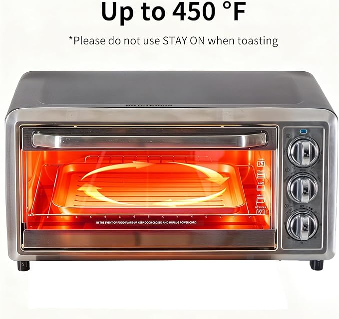 OLIXIS Toaster Ovens Countertop 19Quart, Bake, Toast, Broiler, Pizza and Warm, 1300W, 30 Min Timer, Fry Basket, Backing Pan and Rack Included, Up to 400°F