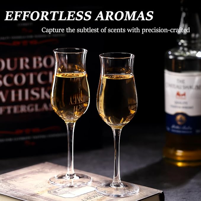 Cognac, Brandy, Whiskey,Tequila and Dessert Wine Snifter Glasses - Set of 4 - Professional 4oz Small Crystal Snifters Gift Sniffers for Sipping Neat Liquor - Liquor and Spirits Sippers