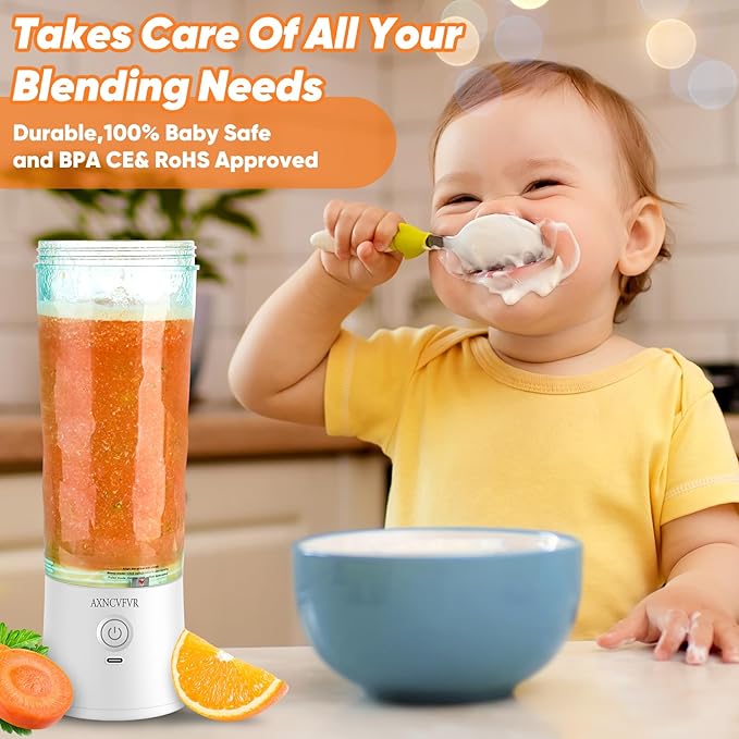 Portable Blender for Shakes and Smoothies 20 oz USB Rechargeable Personal Size High Speed Mini Mixing Juicer,for Shakes and Nut, Juice, Vegetables Baby Food