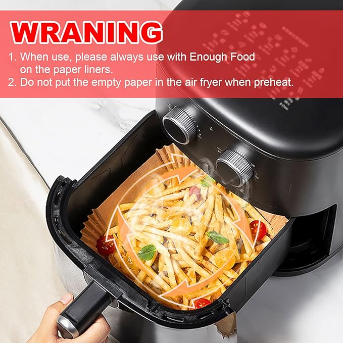Vailnd Air Fryer Paper Liners, 450pcs Air Fryer Liners Disposable, 8" Square Baking Liner Parchment Paper for 5-8 qt Airfryer Basket