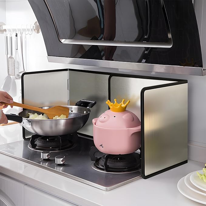 Foldable Stove Splatter Guard Grease Shield Nonstick Oil Stove Splash Guard Cooking Splatter Screen Kitchen Backsplash Protector For Stove Top Wall Gas Range Frying Pan Camping… (Height 40cm)