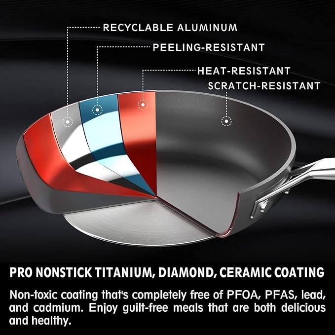 MsMk Crepe Pan with Spreader, 9 1/2 Inch Titanium and Ceramic Nonstick Flat Skillet Pancake Tawa Dosa Tortilla Pan, Induction Compatible, PFOA Free, Oven Safe to 700°F