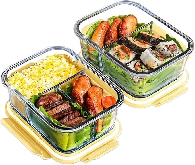 Glass Food Storage Containers with Lids - Durable Meal Prep Glass Containers for Kitchen Organization