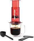 AeroPress Clear Red Coffee Press - All-in-One French Press, Pour-Over & Espresso Style Manual Brewer, 2 Min Brew for Less Bitterness, More Flavor, Small Portable Coffee Maker, Travel & Camping
