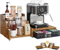Coffee Station Organizer with K Cup Holder, 28 Pod Capacity,3-Tier Syrup Rack with Coffee Pod Holder Drawer, Coffee Bar organizer Countertop for Accessories,Rustic Brown