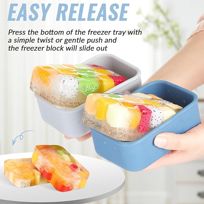 Teenyyou 6 Packs Silicone Soup Freezer Molds with Lid Silicone Soup Freezer Trays Rectangle Reusable Food Preserving Tray Freezing Sauces Stews (Dark Blue, High-grade Gray,2 Cup)