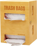 Libreshine 2-in-1 Extra Large Bamboo Trash Bag Dispenser Holder - Wall Mount Garbage Bag Organizer for Costco/Sam's Club Rolls, Space-Saving Kitchen/Pantry/Laundry/Garage Storage with Non-Slip Base