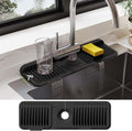 18 Inch Silicone Faucet Mat for Kitchen Sink Splash Guard – 2025 Upgraded Draining Mat with Water Tray Behind Faucet – Countertop Protectors to Catch Spills (Black, 17.7" x 5.5")