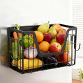 Magnetic Fridge Shelf for Fruit&Vegetable Storage Basket- Non-assembly Space Saving Magnetic Refrigerator Shelves,Fruit Basket 30lbs Capacity Side of Fridge Storage Container for Onion,Snacks(1 Pack)