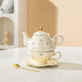 Domini Teapot cup combo,Teapot and Teacup for One,Tea Cup and Saucer Set-Tea Pot Set Gift for Women(Flower)