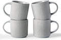famiware Coffee Mug Set for 4, Star 12 oz Catering Mugs Cup Set with Handle for Coffee, Tea, Cocoa, Milk - Ceramic Stoneware Drinkware Set, Matte Grey