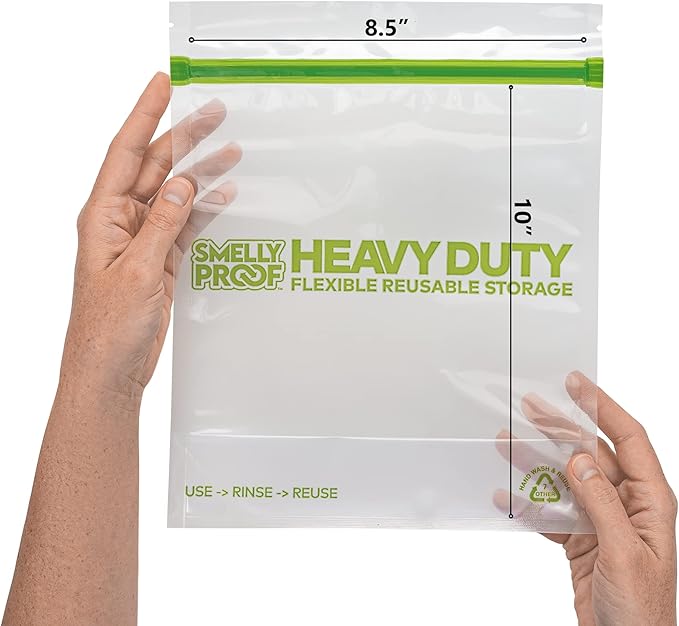 SMELLY PROOF Reusable Clear Odor-Proof Storage Bags - 10-Pack Bundle - Extra Large (12" x 16") & Large (10" x 8.5") - Barrier Technology - Made in the USA
