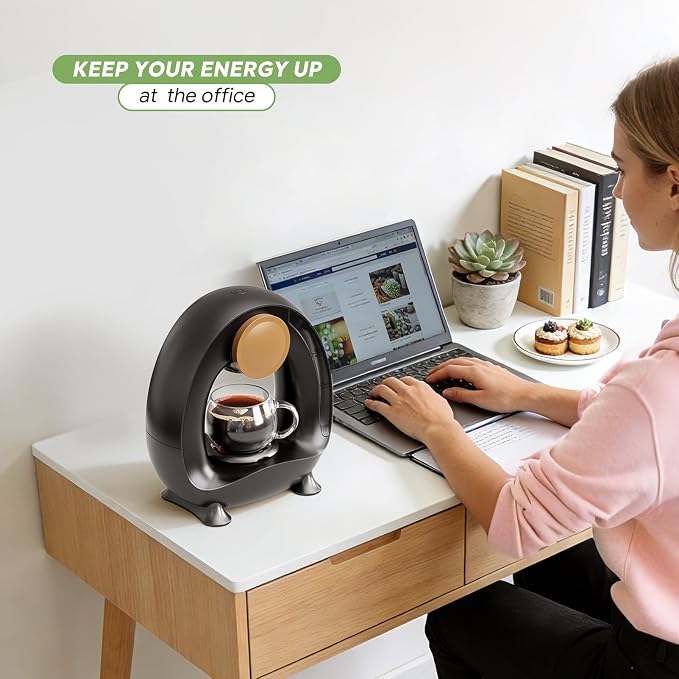 Single Serve Coffee Maker 2 in 1, 1400W Fast Brewer for K-Cup Pods & Ground Coffee, One-Touch Americano & Tea Machine with 2 Reusable Filters, Compact Design for Home Office RV Dorm