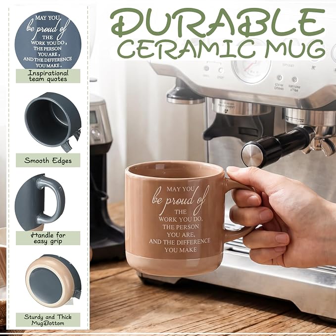 Didaey 10 Pcs Thank You Mugs Bulk 13 oz Inspirational Ceramic Coffee Mugs May You Be Proud Appreciation Gift Back to School Gift for Teacher Nurse Employee Coworker Office Staff, 10 Colors