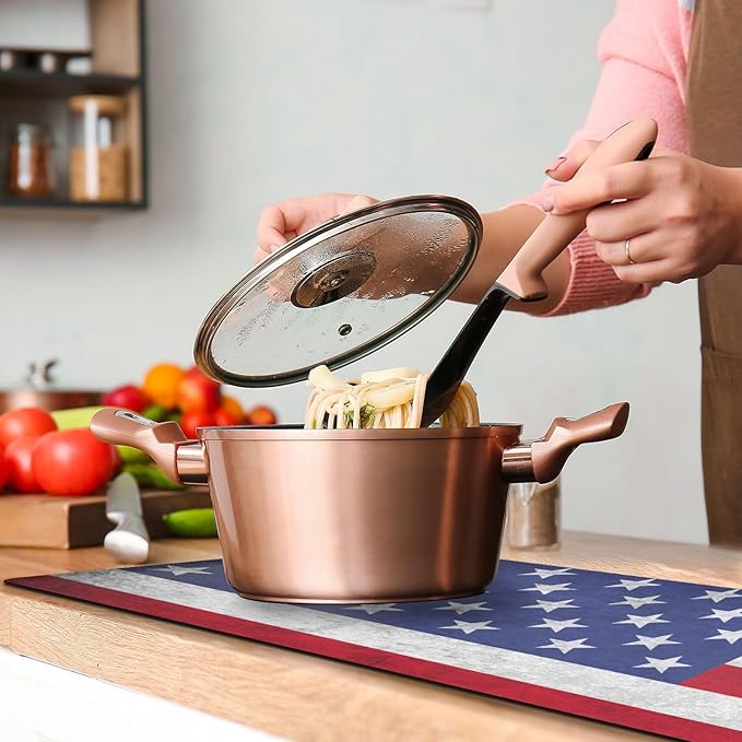 2 in 1 Table Runner Trivet for Hot Pots and Pans Heat Resistant Non Slip Waterproof 39 x 12 Inch Decorative Table Protector for Kitchen Countertop American Flag