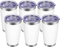 VEGOND 20oz Tumbler with Lid and Straw Stainless Steel Tumbler Cup Bulk Vacuum Insulated Double Wall Travel Coffee Mug Powder Coated Coffee Cup, White, 6 Pack