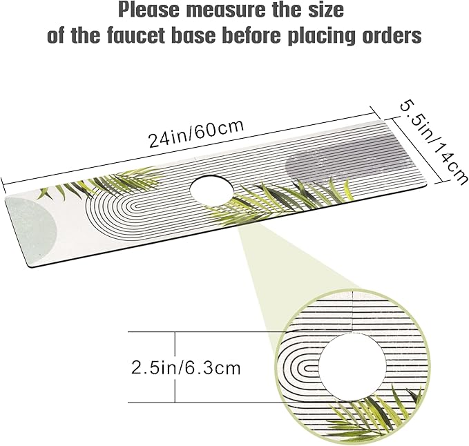 Sink Faucet Absorbing Mat, 2 Pack Drying Mat Around Faucet Sink Splash Guard Behind Faucet Sinkmat For Kitchen Bathroom Island Rv 24 * 5.5 Inch (60 * 14 cm)