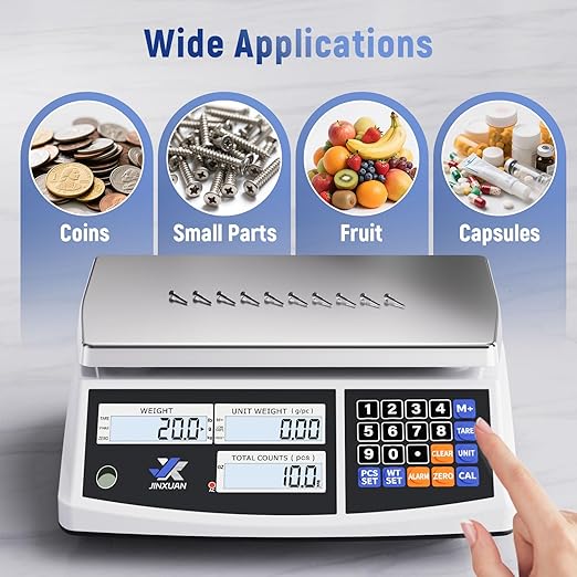Industrial Counting Scale 33lb/15kg x 0.1g, lb/g/kg/oz Industrial Scale Digital Inventory Scale for Small Items, Coins, Piece Industrial Parts Scale with Backlit LCD Stainless Steel Platform