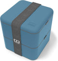 monbento - Large Bento Lunch Box MB Square Denim with 2 Compartments - 57 oz - Leakproof Lunch Box for Work/Picnic/Meal Prep - BPA Free - Microwave & Dishwasher Safe - Blue