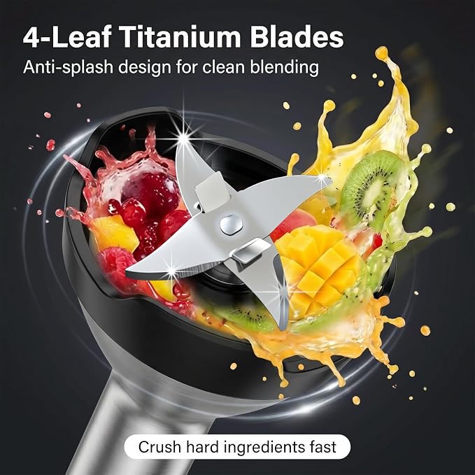 8-in-1 Hand Blender 1200W 5-Speed, Immersion Stick Blender Set | with Meat Grinder Dough Hooks Whisk Mixing Cup Storage Rack, for Smoothie Soup Puree Food Dough