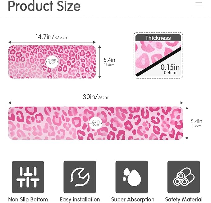 Kitchen Sink Splash Guard 1 PC 30 Inch Sink Faucet Mat Splash Guard for Bathroom Countertop Water Absorbent Foldable Cuttable Soft Washable Gradient Pink Leopard Print