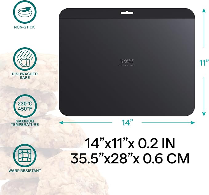Baker's Secret Insulated Cookie Sheet Cookie Tray 13" x 9", Carbon Steel Insulation Double Wall, for Baking Roasting Cooking, Dishwasher Safe Home Baking Supplies Accessories (1x Insulated 13")