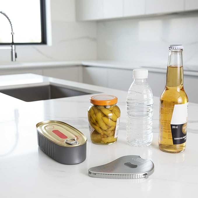 Uinxan Jar Bottle Can Opener for Seniors Arthritis Weak Hands-Easy Twist Off Small Caps (0.6"-2.7"), Pop Top & Pull Tab Seals,Patent Unique Portable Multifunction Gadget for Elderly/Women/Men (Silver)