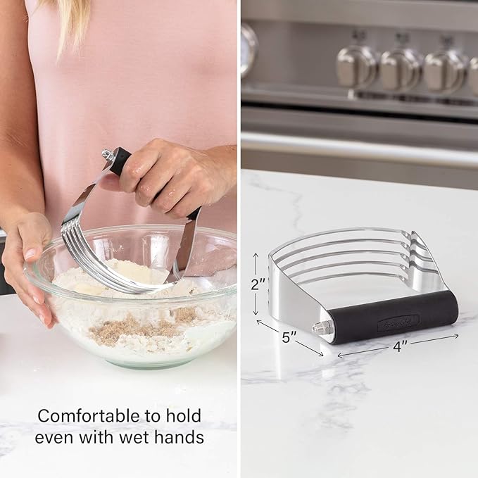 Spring Chef Magnetic Measuring Cups & Spoons Set of 15 with Leveler & Stainless Steel Dough Blender & Pastry Cutter Tool - 2 Product Bundle - Black