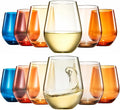 Khen European Style Shatterproof Tritan Stemless Wine Glasses, Acrylic Glass Drinkware, Unbreakable Colored, 12- Set - BPA-free plastic, Reusable, Dishwasher Safe, All Purpose Glassware 15oz - (Muted)