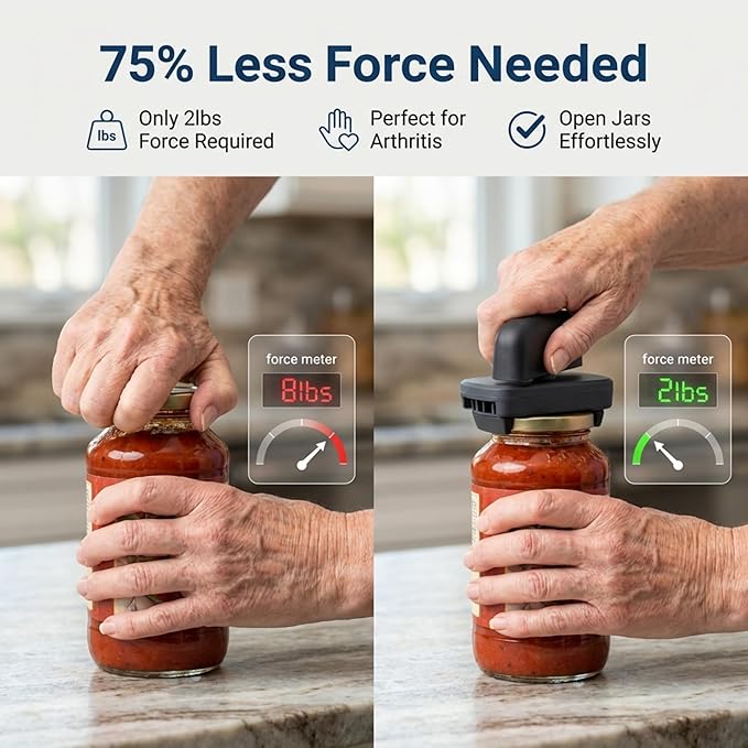 Jokari Easy Grip Adjustable Jar Opener to Open Jars with Lids of Virtually Any Size. Perfect Kitchen Gadget Accessory So Anyone With Arthritis, Weak Grip Strength or Sore Hands Can Twist Tops Easily