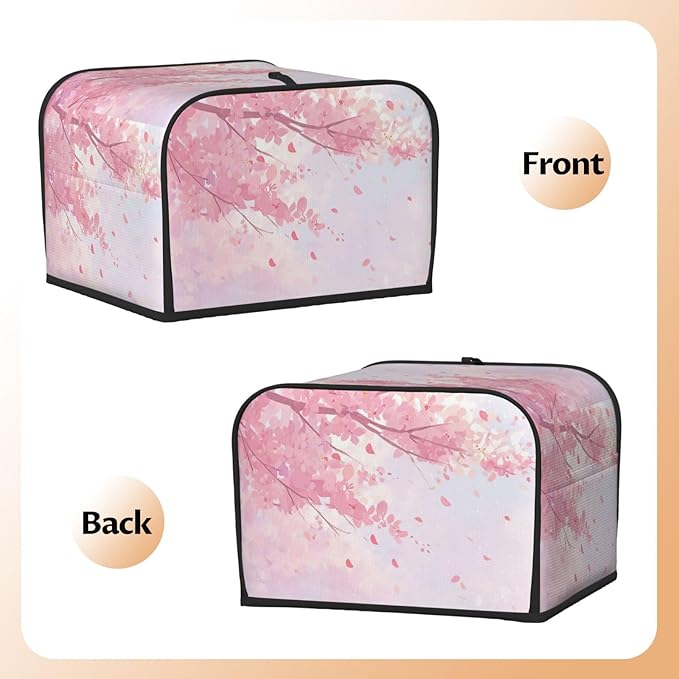 Toaster Cover 4 Slice Japanese Art Flower Cherry Blossom Kitchen Small Appliance Covers with Pockets Dust and Fingerprint Protection