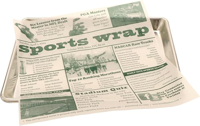 G.E.T. 4-TG1080 Appetizer/Serving Basket Tissue Liner Paper, 12" x 12", Sports Newsprint (Case of 1000)