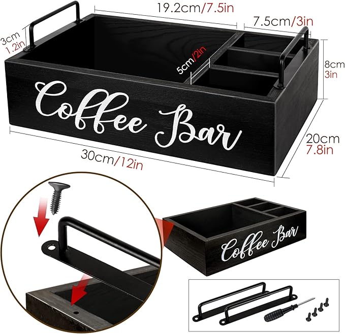MINCORD Coffee Station Organizer & Coffee Filter Holder With Lid for Coffee Bar Decor