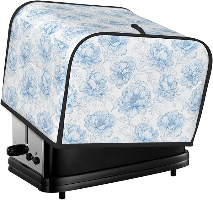Toaster Cover 4 Slice Flower Pastel Blue Floral Kitchen Small Appliance Covers with Pockets Dust and Fingerprint Protection