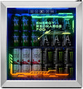 Tehanld Lighted Beverage Refrigerator, 68-Can Gaming Mini Fridge | RGB illuminated glass door, 1.8 cu.ft, 35-65°F digital control, quiet drink cooler for bedroom, game room, home bar