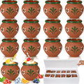 Gejoy 12 Pcs 3oz Cantaritos De Barro Shot Mini Clay Cups Jarritos De Barro Mexicanos Taco Cocktail Glasses for Tequila, Margaritas, Mojitos, Mojitos Cold Hot Drinks (Floral)