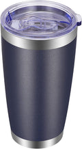 VEGOND 20oz Tumbler with Lid and Straw Stainless Steel Tumbler Cup Vacuum Insulated Double Wall Travel Coffee Mug Powder Coated Coffee Cup, Navy Blue, 1 Pack