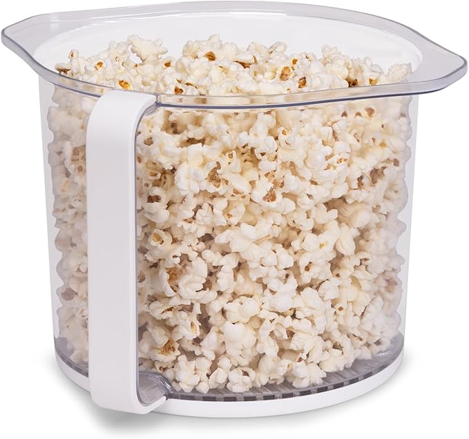 Presto 04812 PopLite Our Munch Hot Air Popcorn Popper - Family Sized, Built-In Serving Bowl, Compact Design, 15 Cups, White