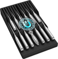 Lifewit Magnetic Drawer Knife Organizers Insert, Kitchen Plastic In Drawer Knife Block Slots, Steak Chefs Knives Holder Storage Sets for 12 Knives and 1 Sharpening Steel, Large, Black