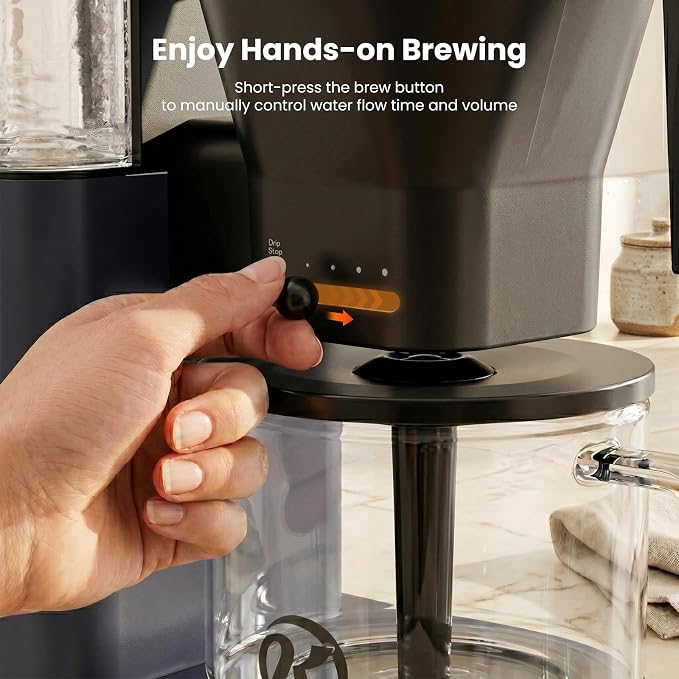 Kismile 8-Cup Coffee Maker, SCA Certified Hot & Cold Brew Coffee Machine, 6-Min Quick Brew, Magnetic Anti-Drip, Adjustable Flow Control, Keep Warm, Dishwasher Safe, DIY Manual Mode, Starry Gray