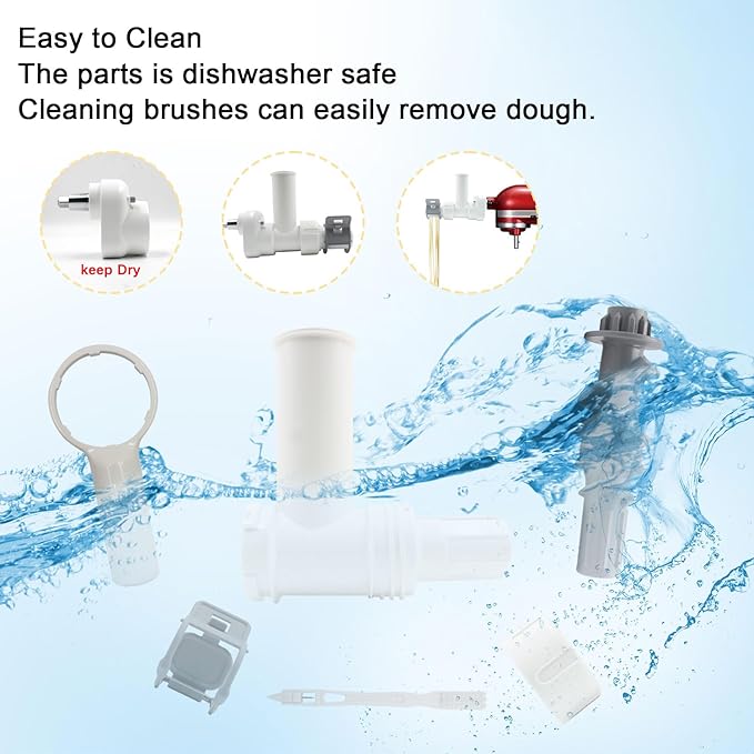 Pasta Maker Attachment for Kitchen aid Stand Mixers with 6 Interchangeable Different Shapes of Pasta Outlet and Cleaning Brush, Durable Pasta Press Attachments (White)