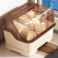 Countertop Dish Storage Cabinet, Over Sink Dish Drainer Drying Rack with Cover, for Plates,Bowls & Cutlery(Brown,15.4 * 11 * 11.4in)