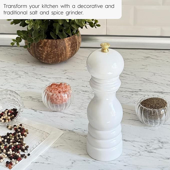 Walnut Color Wooden BlackPepper Hand Mill 18 cm-7.08 inch (White)